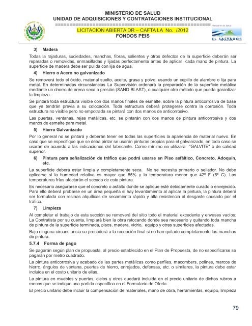 especificaciones tecnicas de licitación publica - Ministerio de Salud