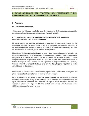 i. datos generales del proyecto, del promovente y ... - sinat - Semarnat