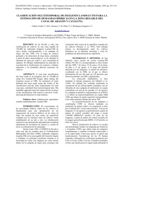 clasificación multitemporal de imágenes landsat-tm para la ...