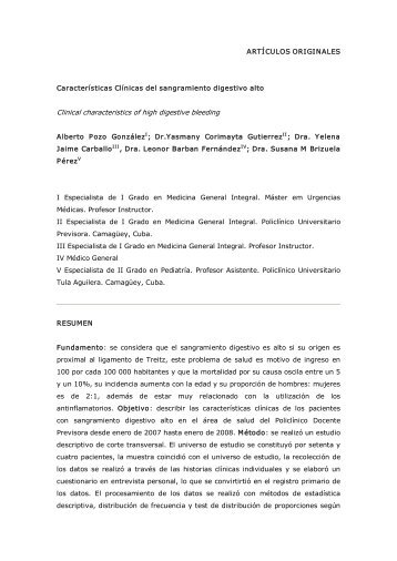 Características Clínicas del sangramiento digestivo alto