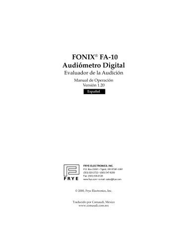 FONIX FA-10 Audiómetro Digital - Frye Electronics