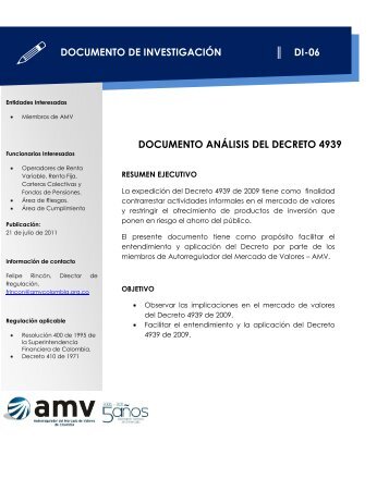 Documento de análisis del Decreto 4939. - AMV