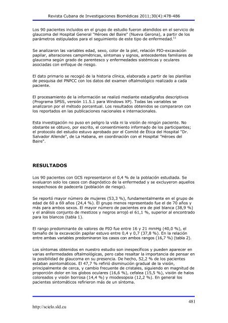 Caracterización del glaucoma crónico simple en ... - SciELO - Infomed