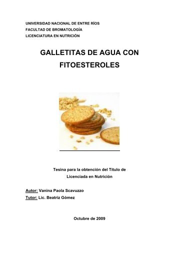 Galletitas de agua con Fitoesteroles - Nutrinfo.com