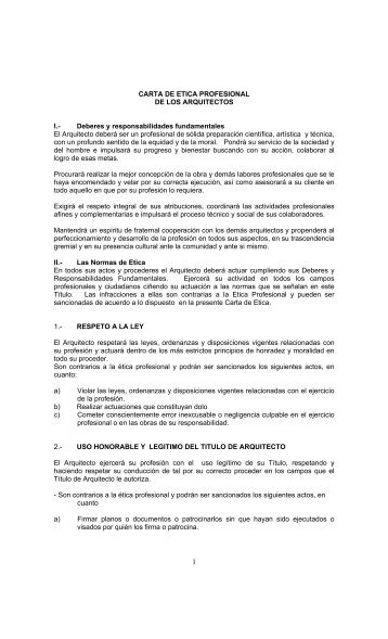 Carta Etica def - Colegio de Arquitectos de Chile