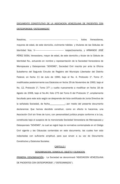 DOCUMENTO CONSTITUTIVO DE LA ASOCIACION ... - SOVEMO