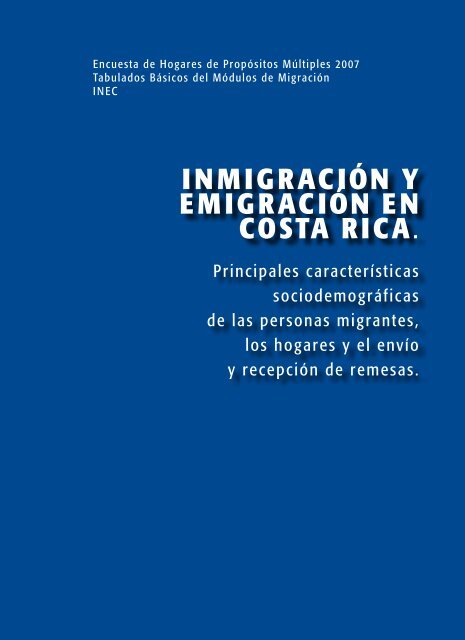 InmIgracIón y emIgracIón en costa rIca. - Instituto Nacional de ...