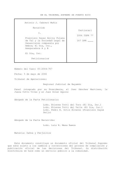 2006 TSPR 77 - Rama Judicial de Puerto Rico