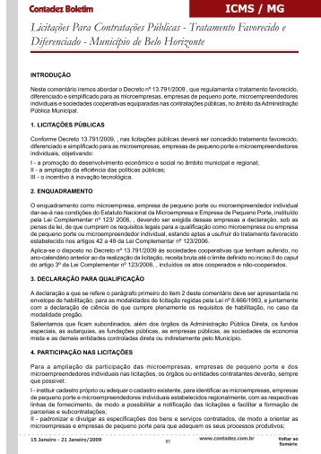 Tratamento Favorecido e Diferenciado - Município de ... - Contadez