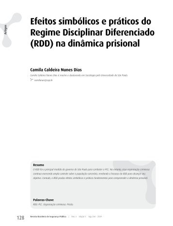 Efeitos simbólicos e práticos do Regime Disciplinar Diferenciado ...
