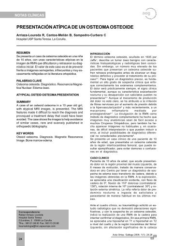 Presentación atípica de un osteoma osteoide - Sogacot