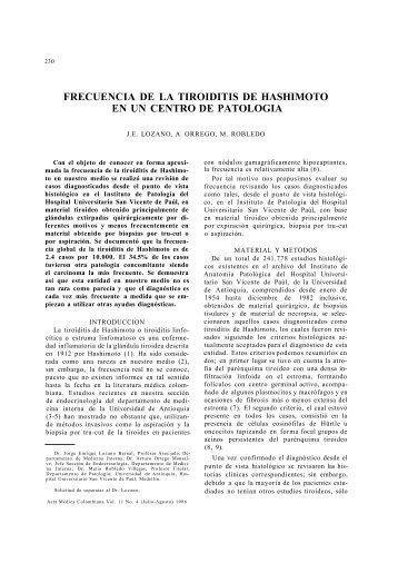 frecuencia de la tiroiditis de hashimoto en un centro de patologia