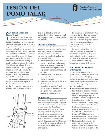 LESIÓN DEL DOMO TALAR - Cuidado de los Pies