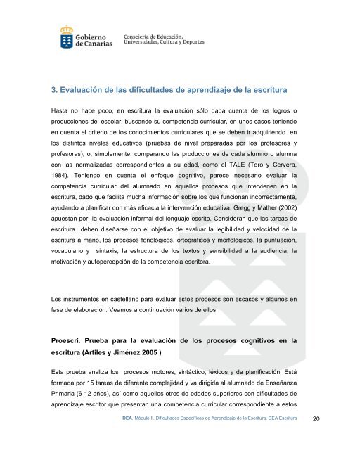 PROESC. Batería de Evaluación de los Procesos de Escritura