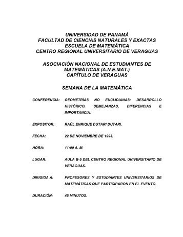 Conferencia - Página Web de Raúl E. Dutari D