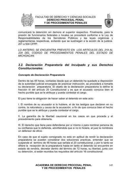 derecho procesal penal y de procedimientos penales - Facultad de ...