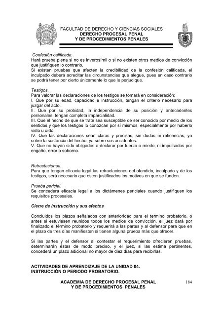 derecho procesal penal y de procedimientos penales - Facultad de ...