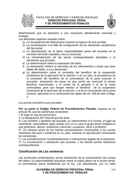 derecho procesal penal y de procedimientos penales - Facultad de ...