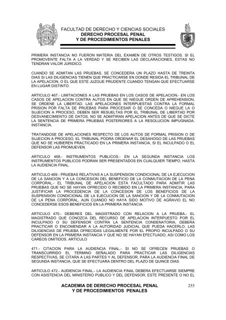 derecho procesal penal y de procedimientos penales - Facultad de ...