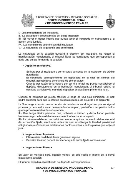 derecho procesal penal y de procedimientos penales - Facultad de ...