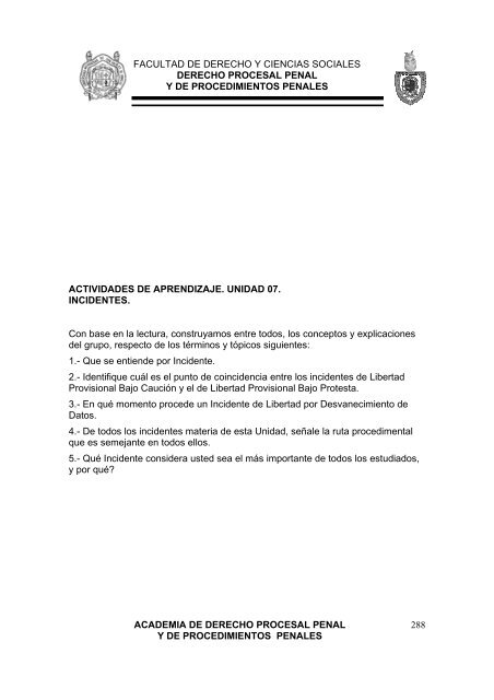 derecho procesal penal y de procedimientos penales - Facultad de ...