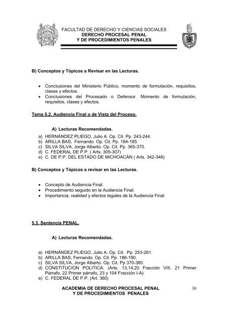 derecho procesal penal y de procedimientos penales - Facultad de ...