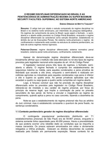 o regime disciplinar diferenciado no brasil e as penitenciárias ... - UDF