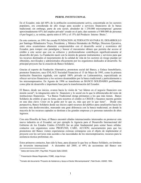 PERFIL INSTITUCIONAL - Banco Solidario