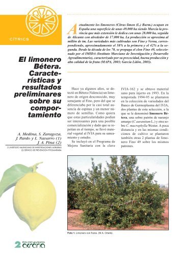 el limonero bétera. características y resultados preliminares ... - IVIA