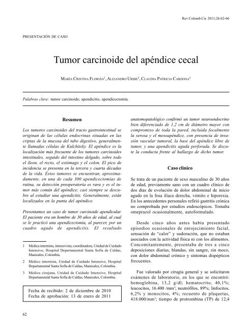 Tumor carcinoide del apéndice cecal - Asociación Colombiana de ...
