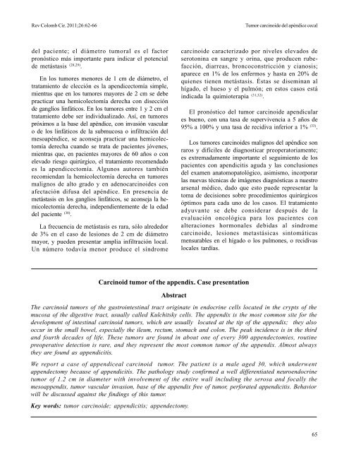 Tumor carcinoide del apéndice cecal - Asociación Colombiana de ...