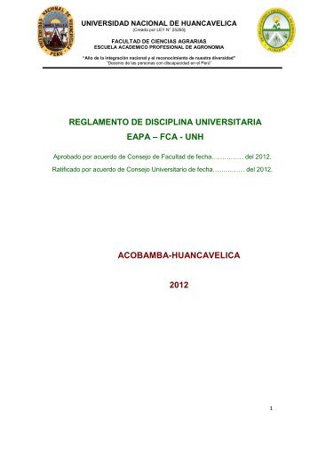Reglamento de Disciplina Universitaria 2012. - Universidad ...