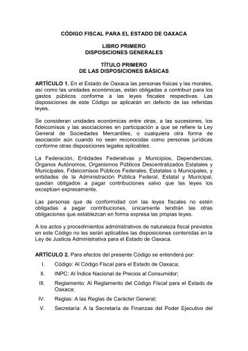 codigo fiscal para el estado de oaxaca - Secretaría de Finanzas