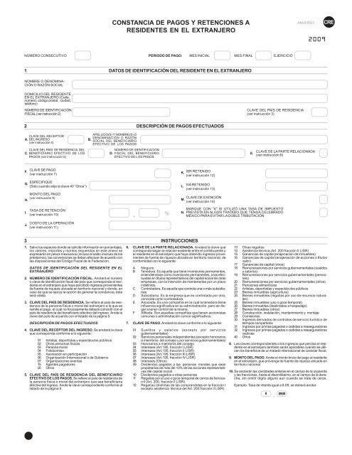 Forma CRE Constancia de pagos y retenciones al ... - IDConline