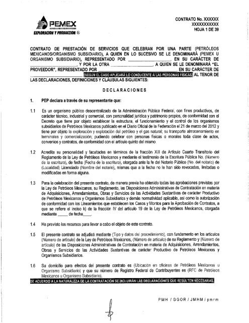 08 Documento 12 Modelo de Contrato  - Pemex ...