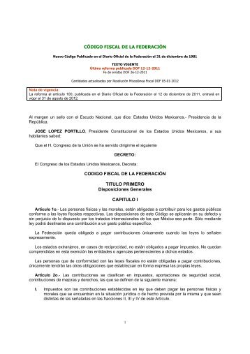 Código Fiscal de la Federación - Secretaría de Hacienda y Crédito ...
