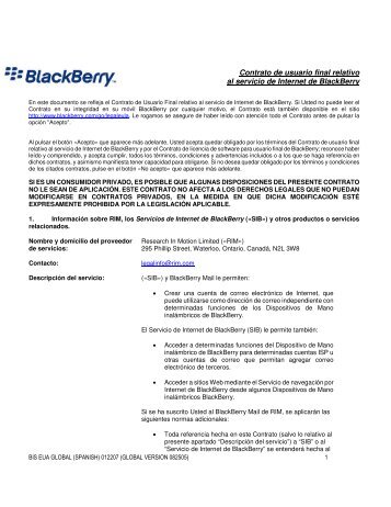 Blackberry Internet Service End User Agreement