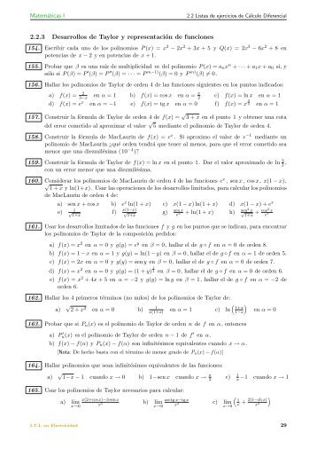 2.2.3 Desarrollos de Taylor y representación de funciones