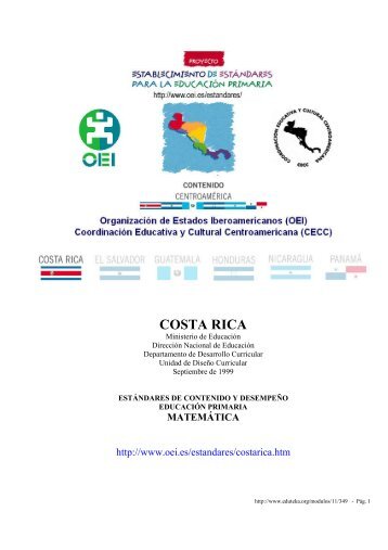 Costa Rica: Estándares de Contenido y Desempeño en - Eduteka