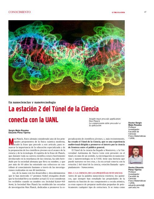 Revista Conocimiento 'El Túnel de la Ciencia' (PDF - science tunnel