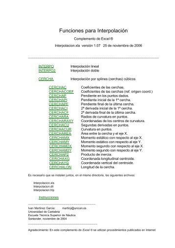 Funciones para Interpolacion - Universidad de Cantabria