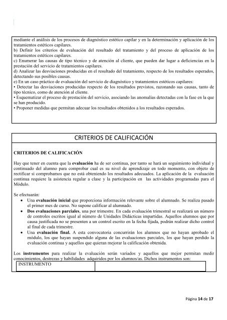 Programación de Tratamientos Capilares - IES El Chaparil