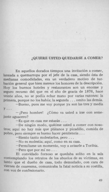 1896 "¿Quiere usted quedarse a comer?" - Sinabi