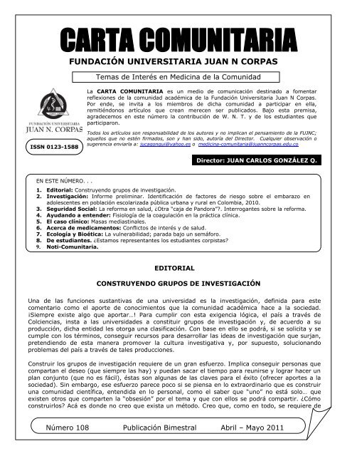 carta comunitaria - Fundación Universitaria Juan N. Corpas