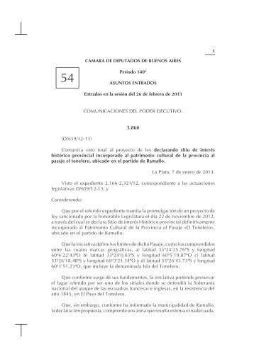 Asuntos Entrados N° 54 - Honorable Cámara de diputados de la ...