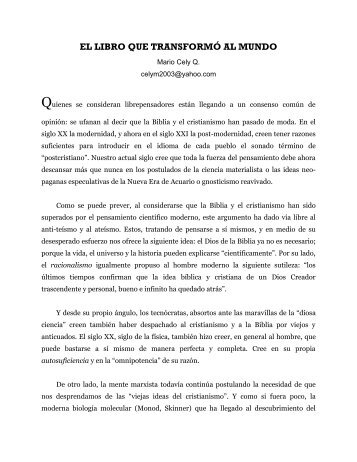 EL LIBRO QUE TRANSFORMÓ AL MUNDO - Recursos Teológicos