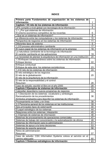 INDICE Primera parte Fundamentos de organización de los ... - URBE