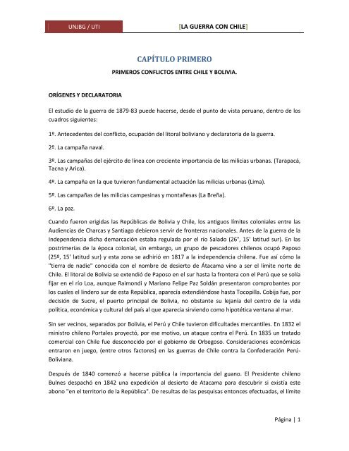 La guerra con chile - Universidad Nacional Jorge Basadre Grohmann