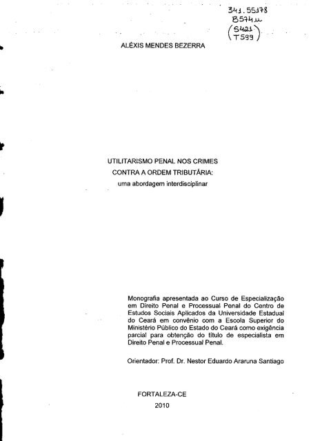 Utilitarismo Penal nos Crimes Contra a Ordem Tributária - Ministério ...