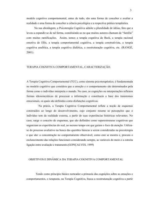 Psicoterapia Cognitivo Comportamental: Um Olhar ... - Ulbra